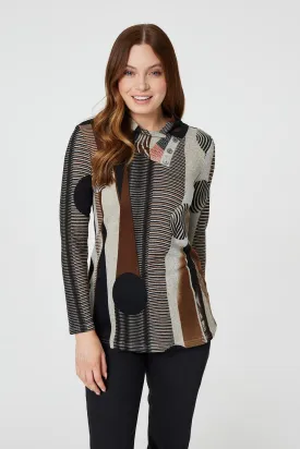 Abstract Polka Dot High Neck Top