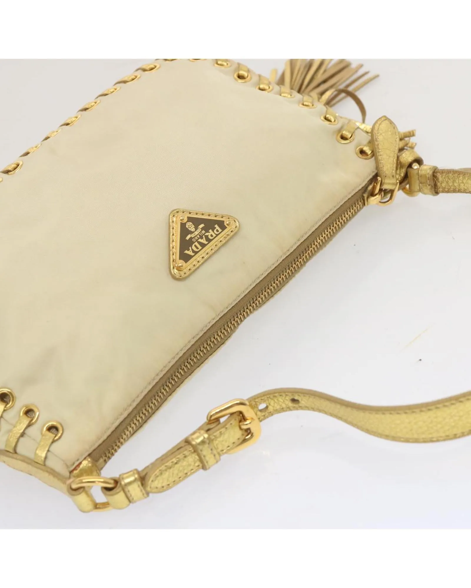 Authentic Cream Nylon Accessory Pouch by Prada