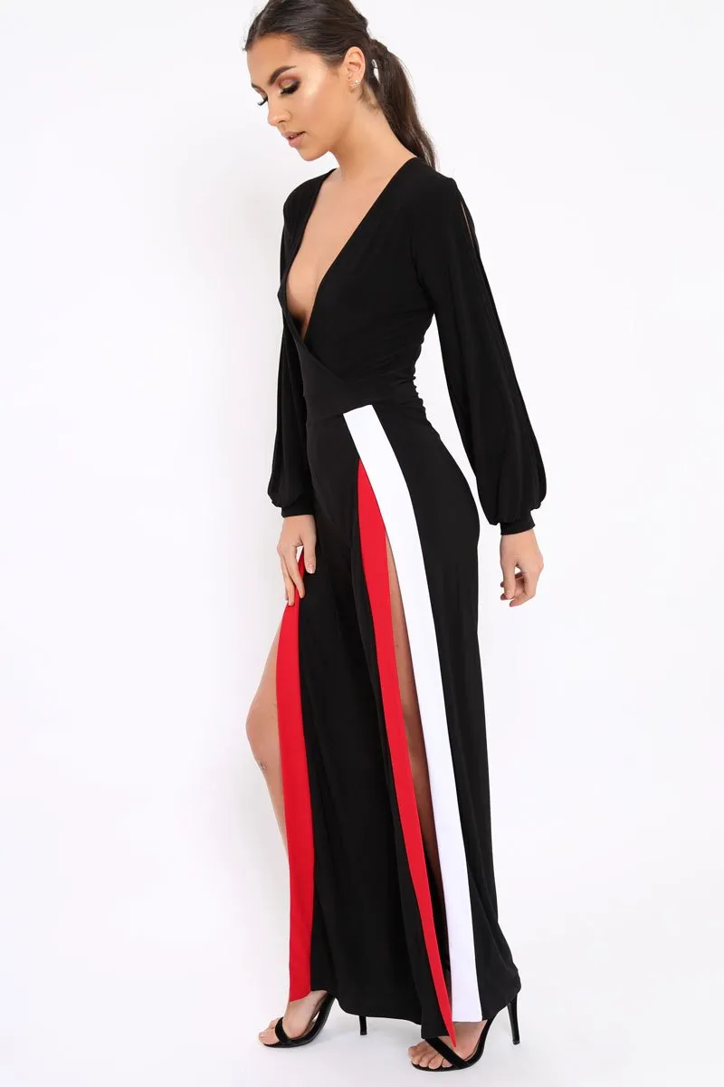 Black Stripe Jumpsuit - Aaisha