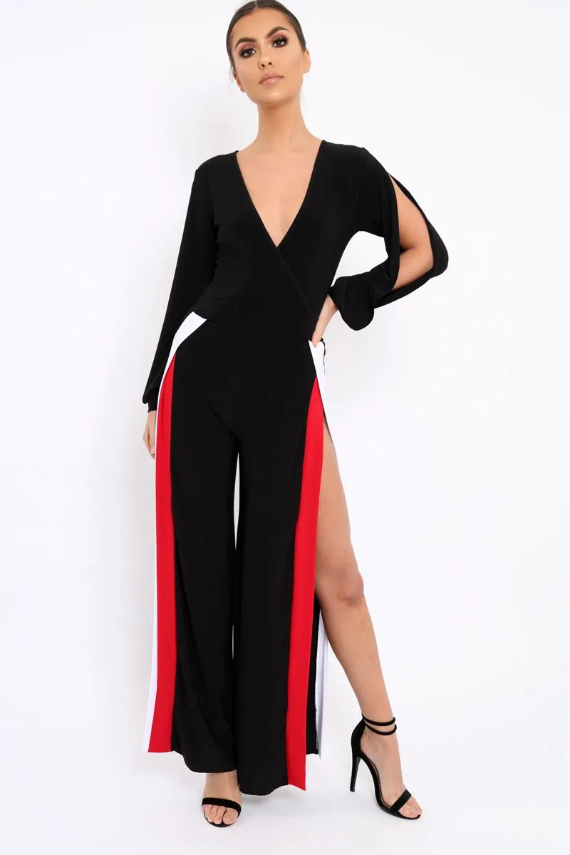 Black Stripe Jumpsuit - Aaisha