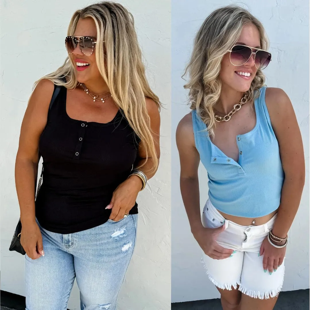 Brandee Snap Henley Tank Top Pre-Order