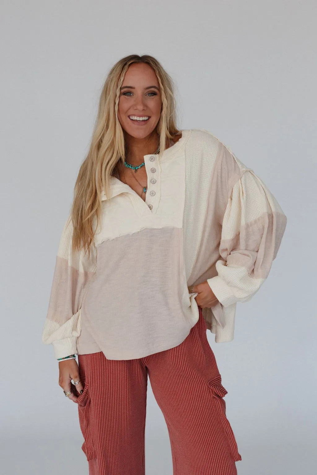 Cozy Oasis Multi Color Top - Cream