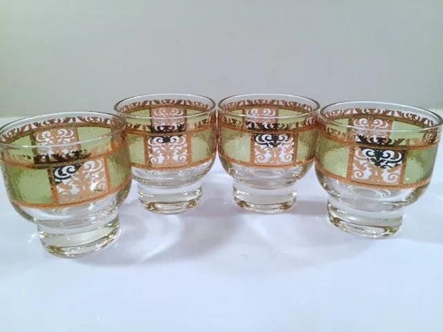 Culver Mid-Century Prada Green & 22-Karat Gold Small Martini - Whisky Glasses (Set of 4)