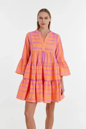 DEVOTION TWINS | ELLA SHORT DRESS NEON ORANGE/FUSCHIA 319.3G