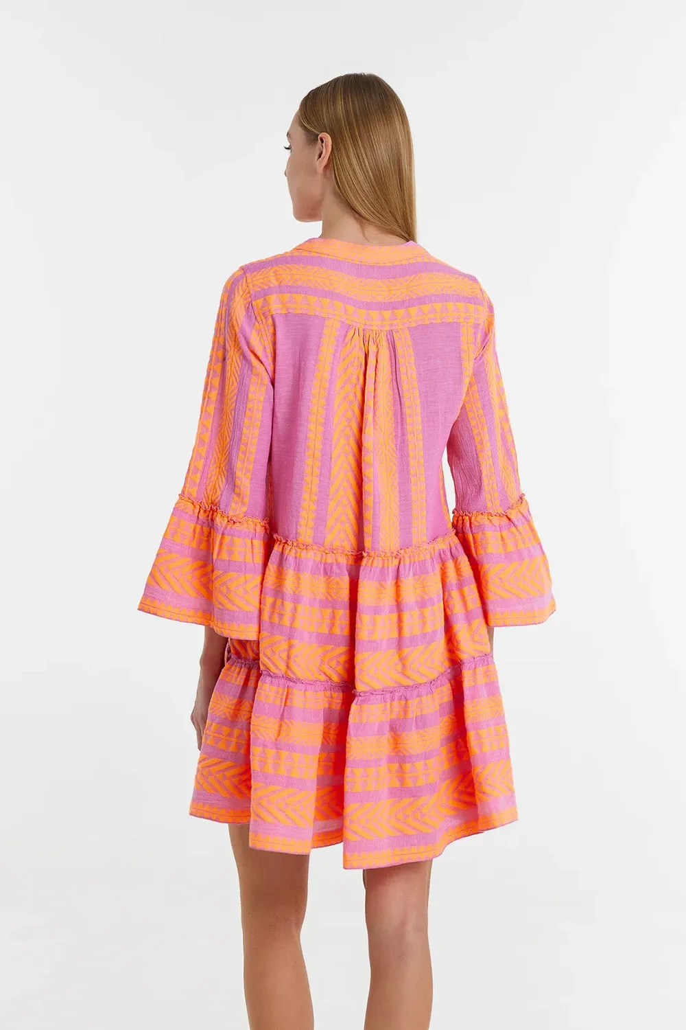 DEVOTION TWINS | ELLA SHORT DRESS NEON ORANGE/FUSCHIA 319.3G