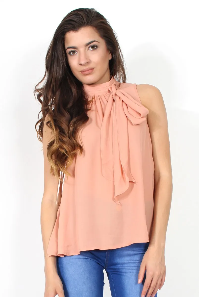 Emilia Nude Tie Neck Top