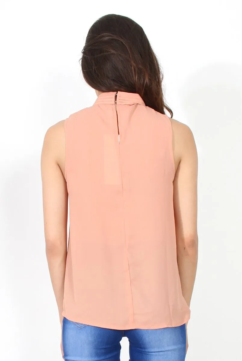 Emilia Nude Tie Neck Top