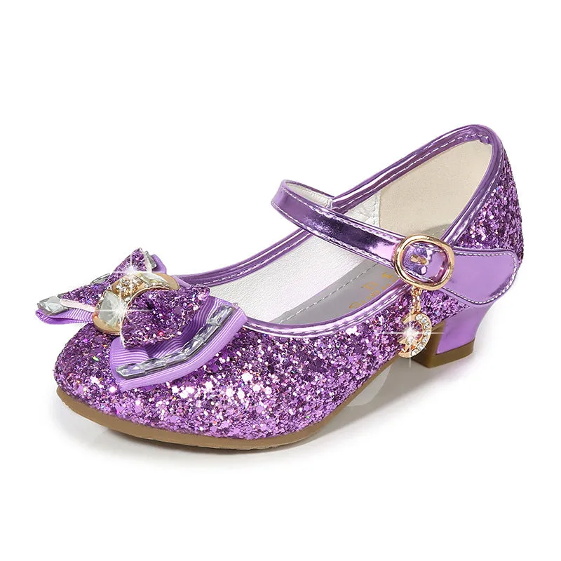 Girls Princess Sequin Heels Party Dress Shoe