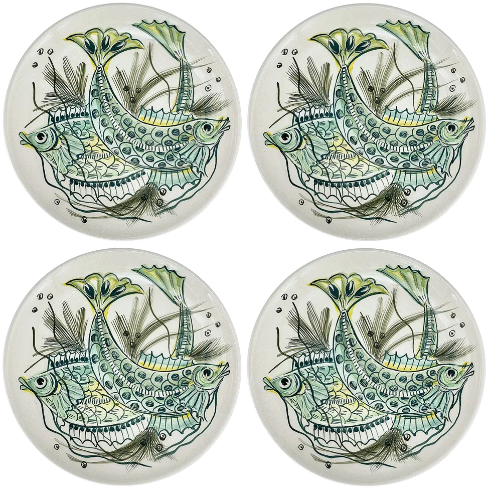 Green Aldo Fish Charger Plates (Set of 4)