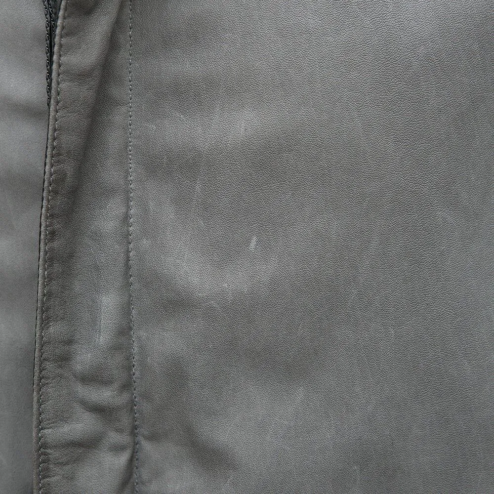 Grey Nappa Leather Bomber Jacket