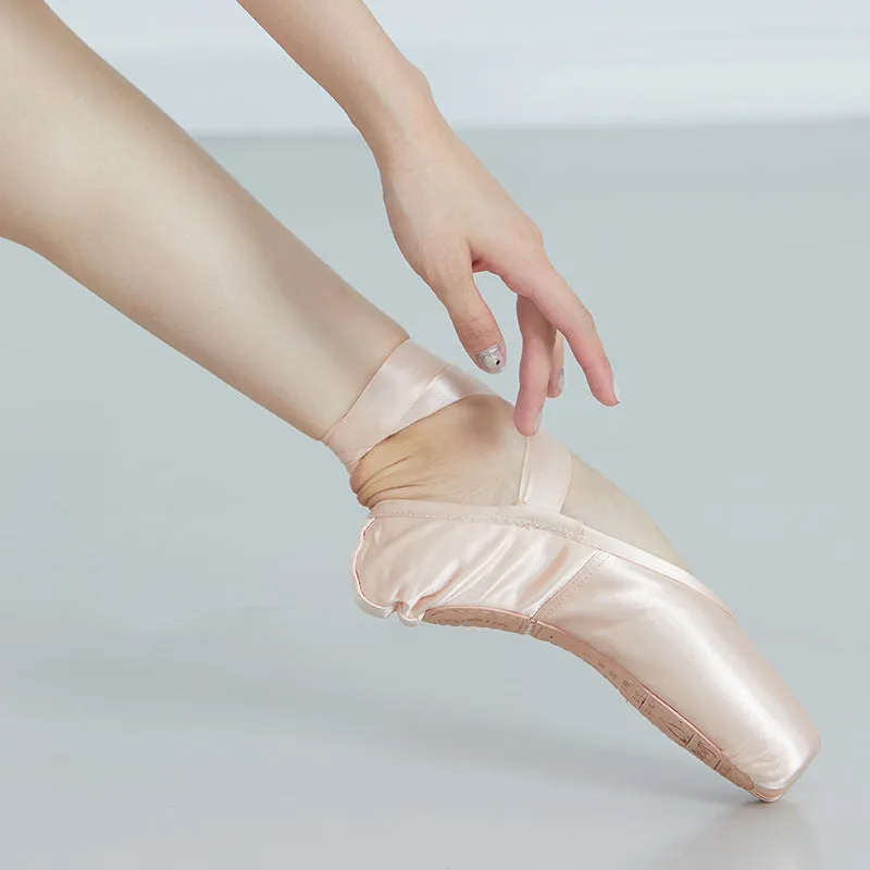 Lace-up Ballet Shoes Satin Leather Pointe Shoes Ballet Training Shoes Hard Shoes