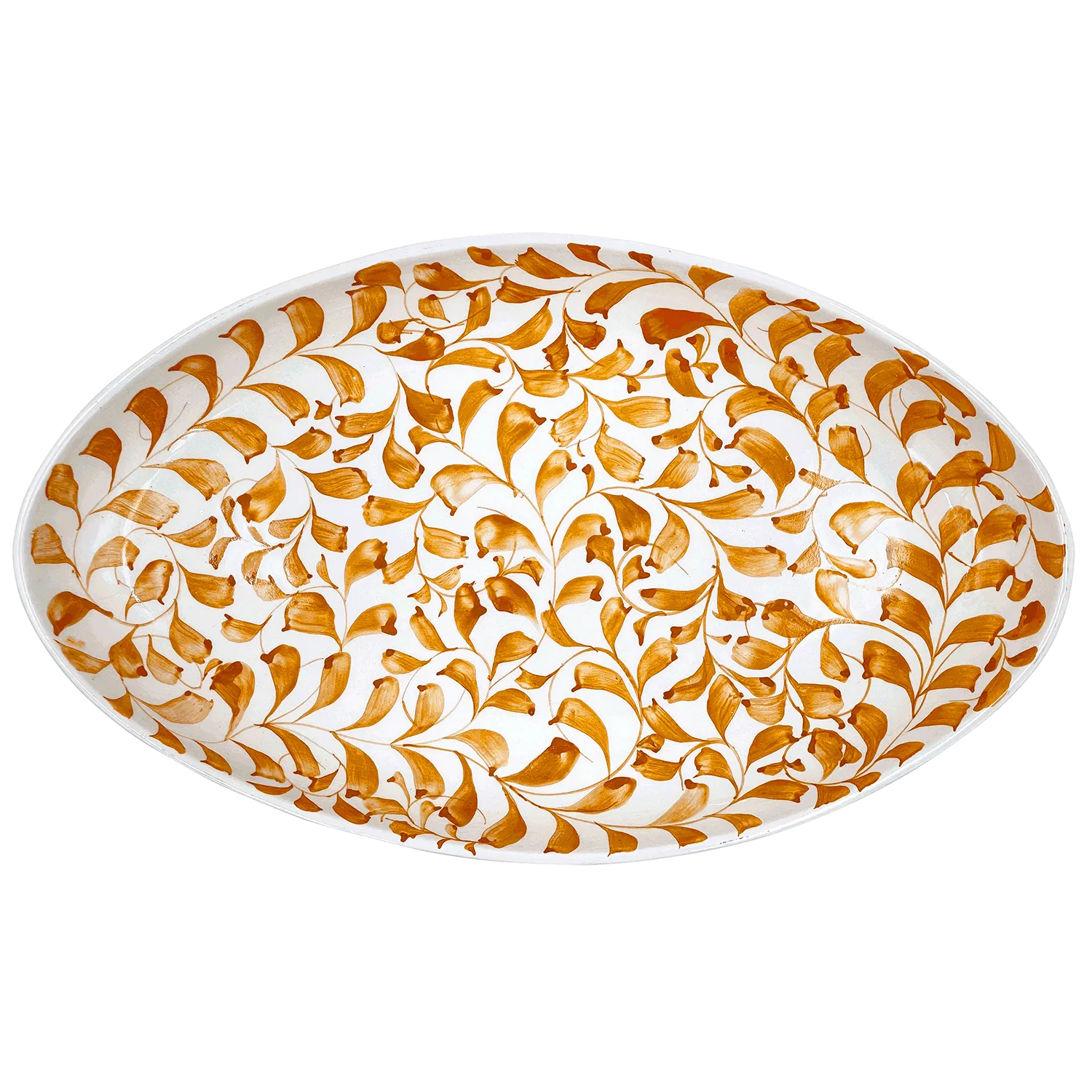 Large Yellow Scroll Oval Platter