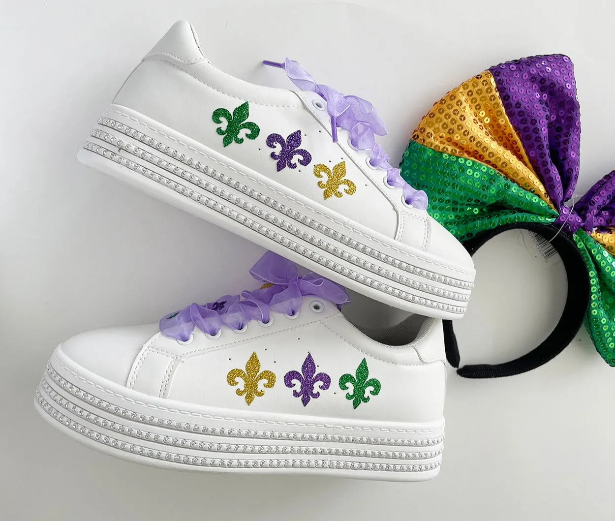 Mardi gras Rhinestone Platform Sneakers