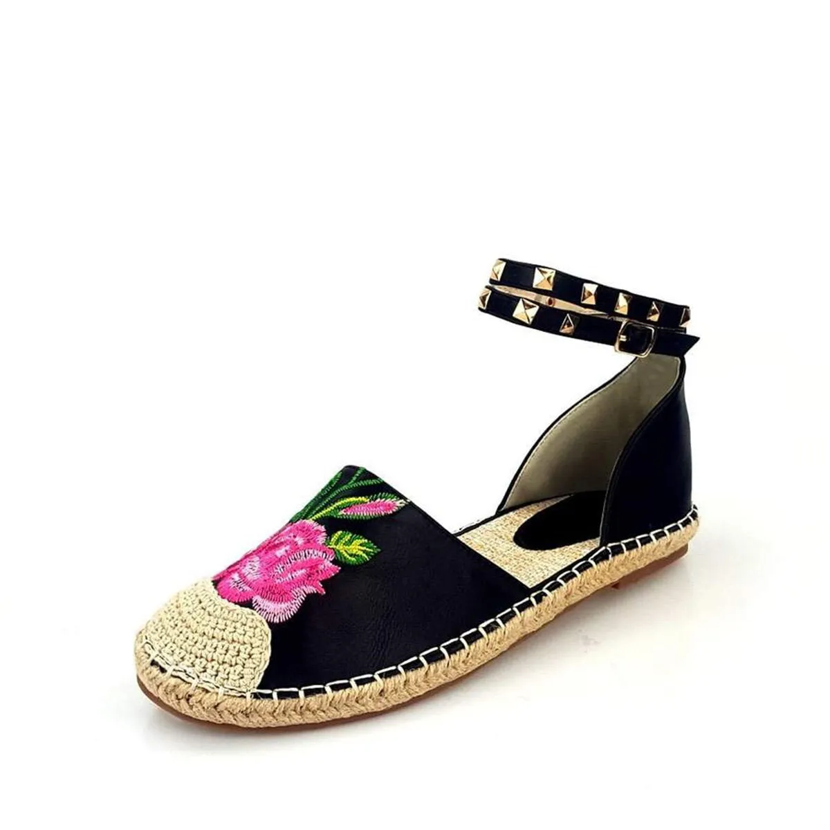 Melany Flower Print Ankle Strap Espadrille