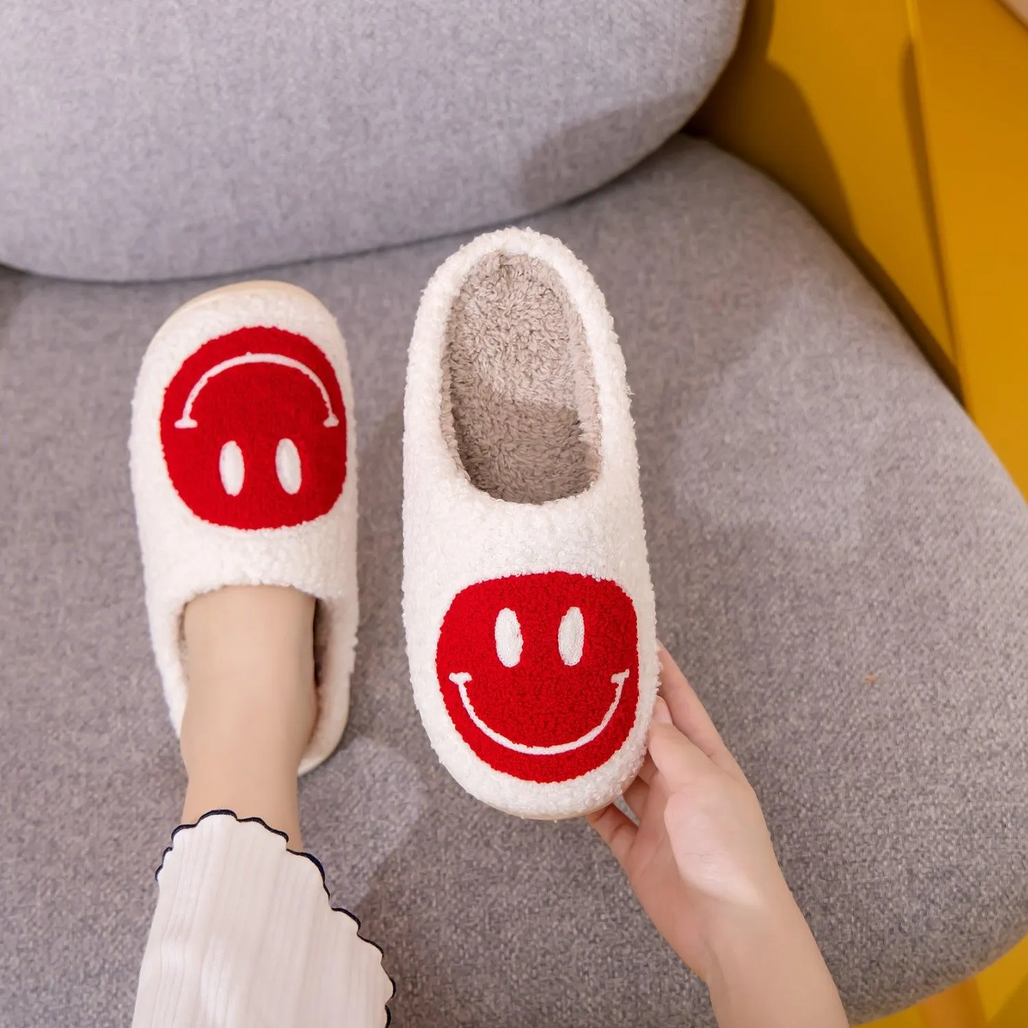 Melody Smiley Face Cozy Slippers