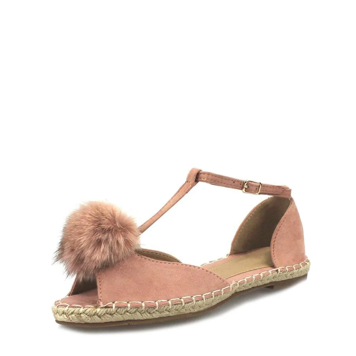 MERCY Flat Anklestrap Pom Pom Sandal