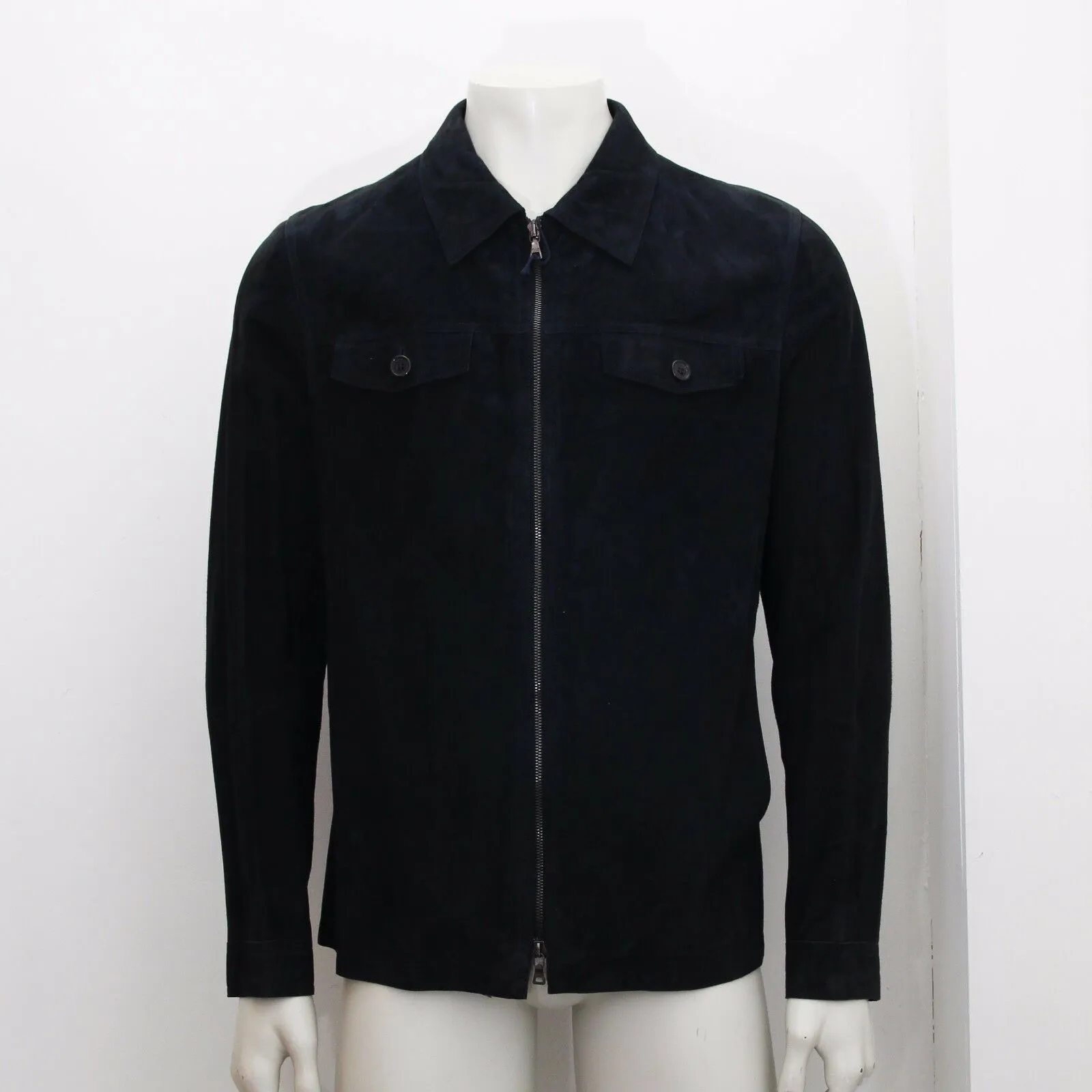 Midnight Blue Suede Leather Overshirt Jacket