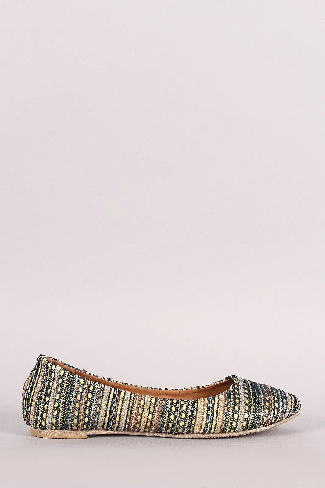 Multicolor Tribal Lace Round Toe Ballet Flat