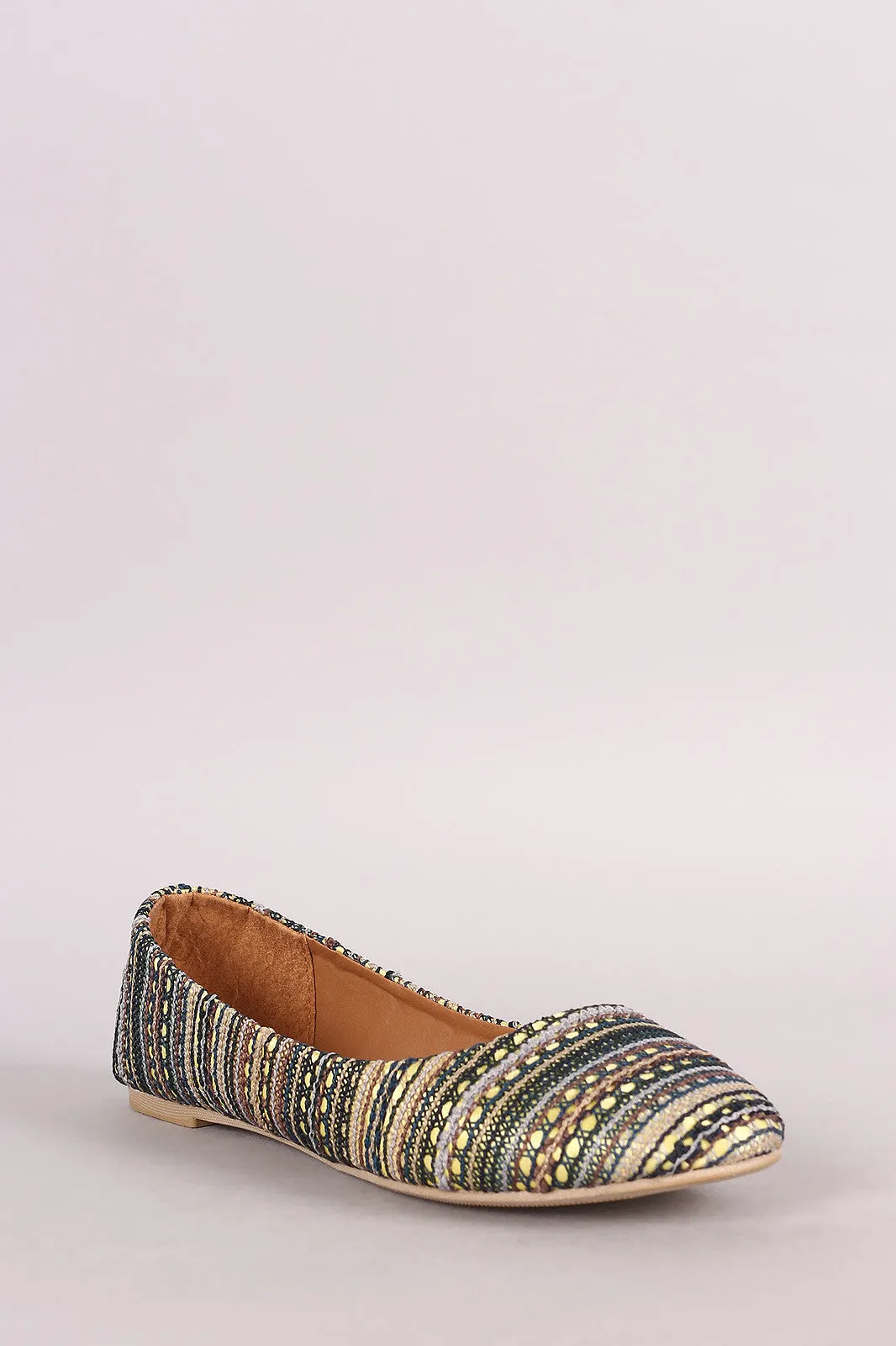 Multicolor Tribal Lace Round Toe Ballet Flat