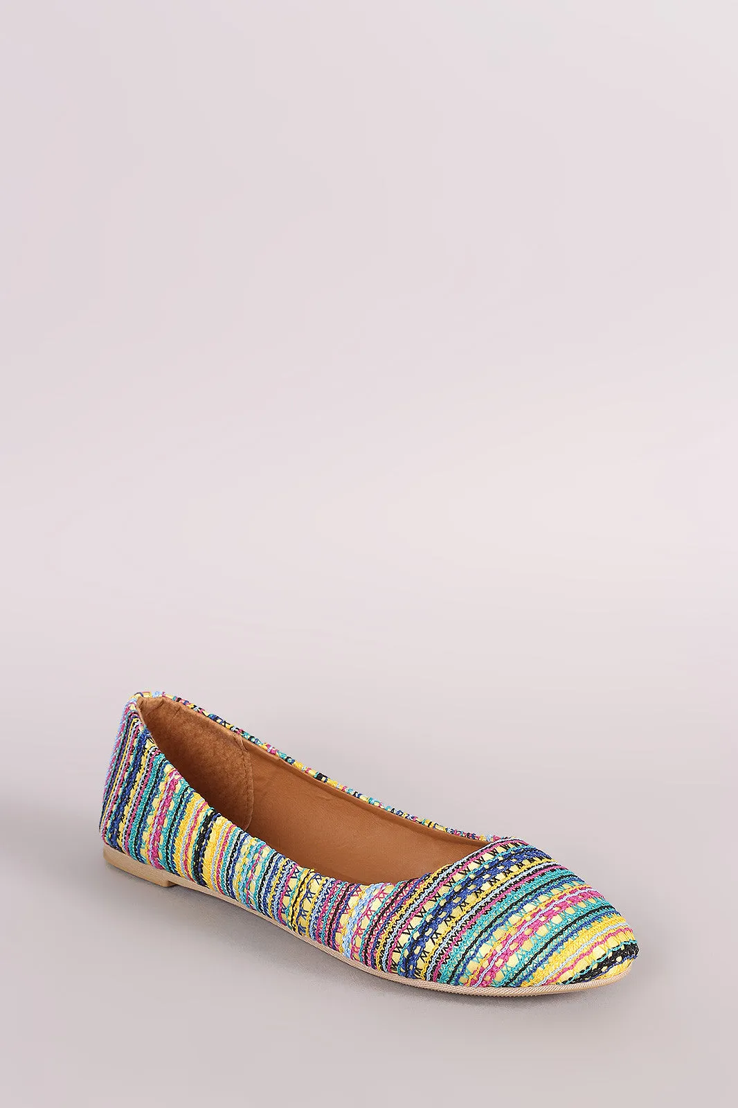 Multicolor Tribal Lace Round Toe Ballet Flat