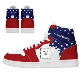 Personalized High Top Sneakers, Custom Flag Design Shoes, Patriotic Shoes,AJ1H-24020038