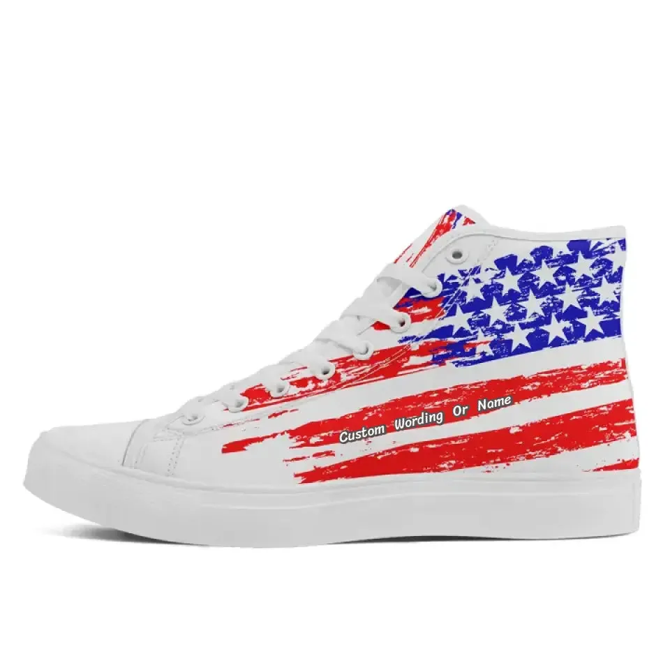 Personalized Patriotic Sneakers, Custom Flag High Top Shoes, Unique Gift