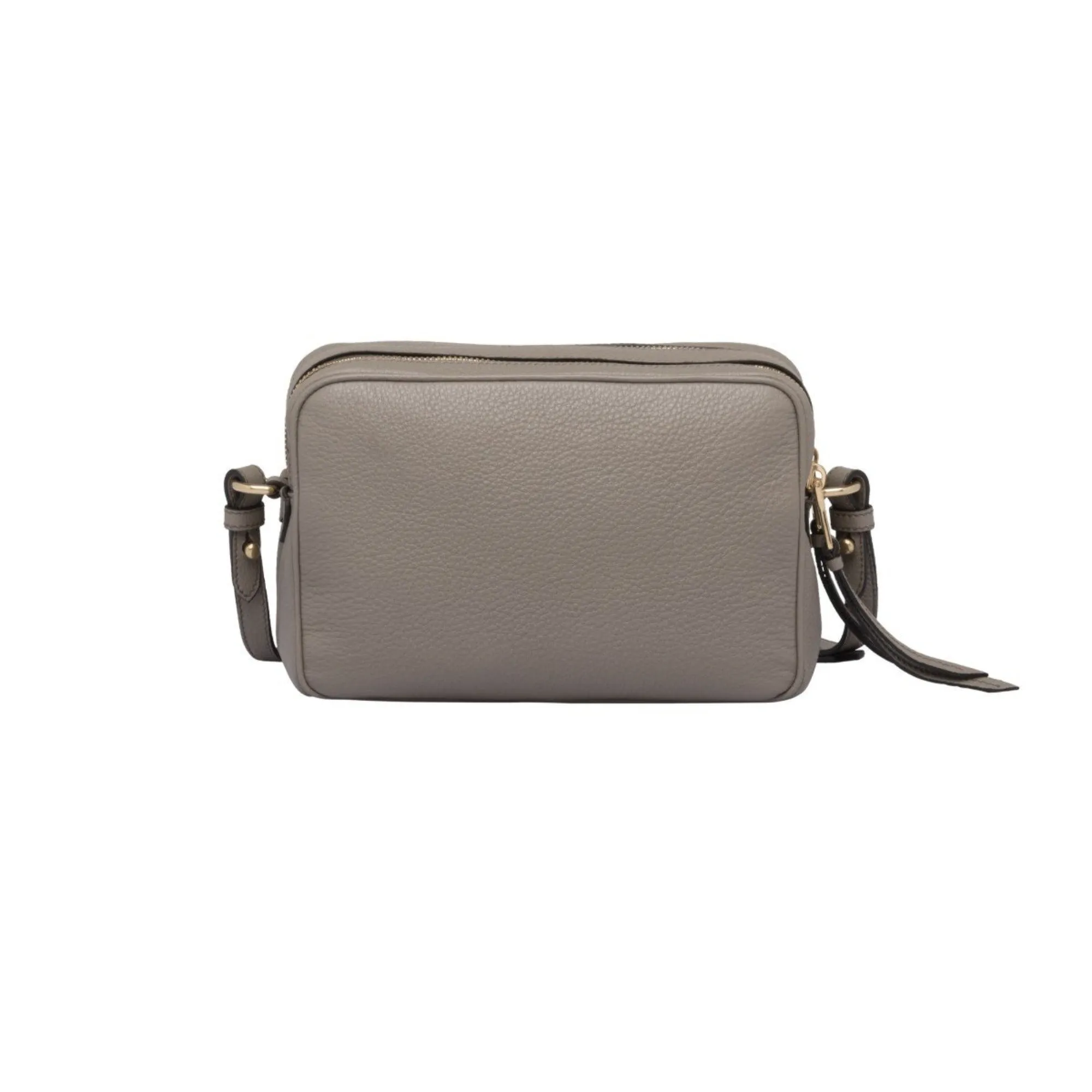 Prada Argilla Grey Vitello Phenix Leather Double Zip Cross Body Bag