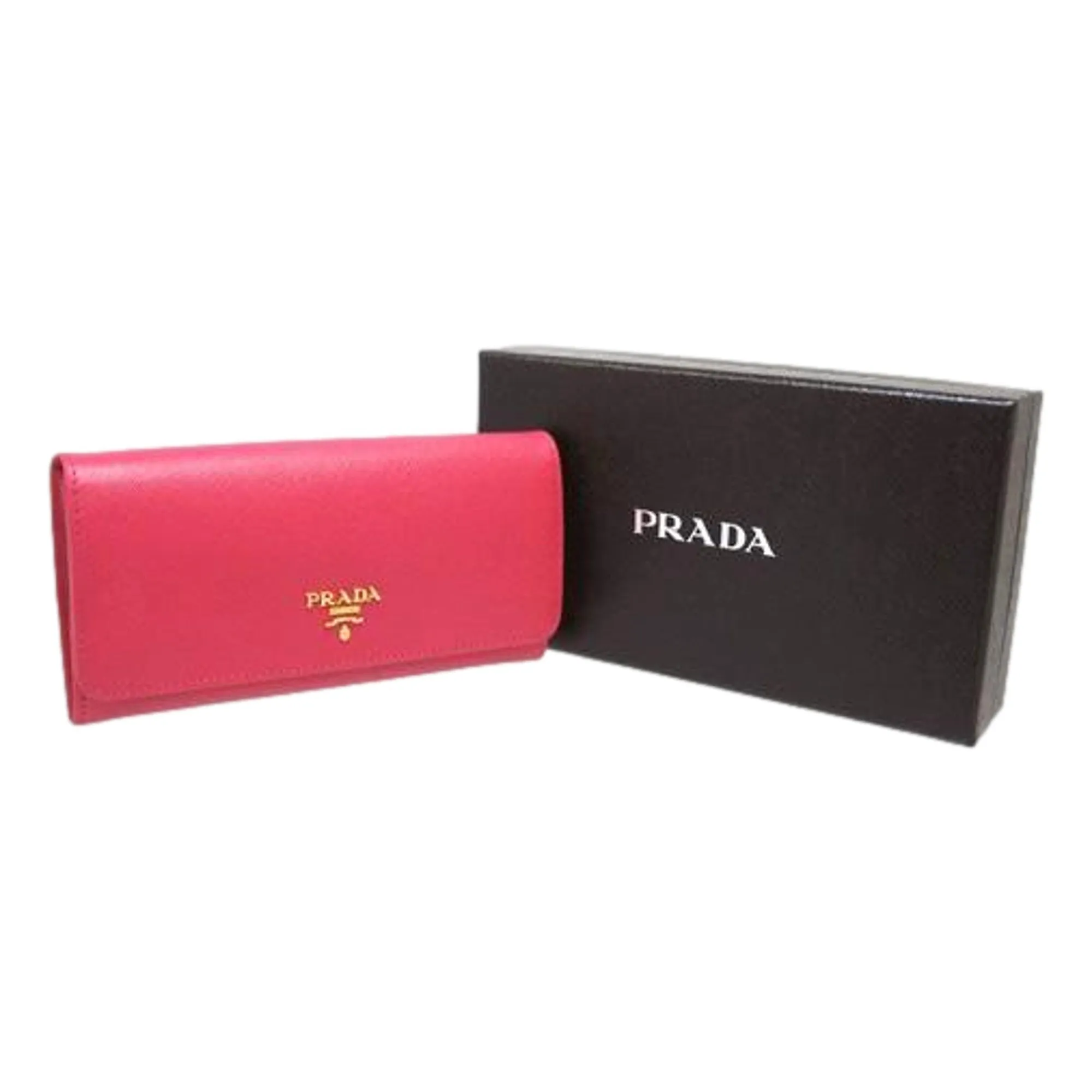 Prada Continental Flap Wallet With Detachable Chain Card Case Peonia Begonia Pink