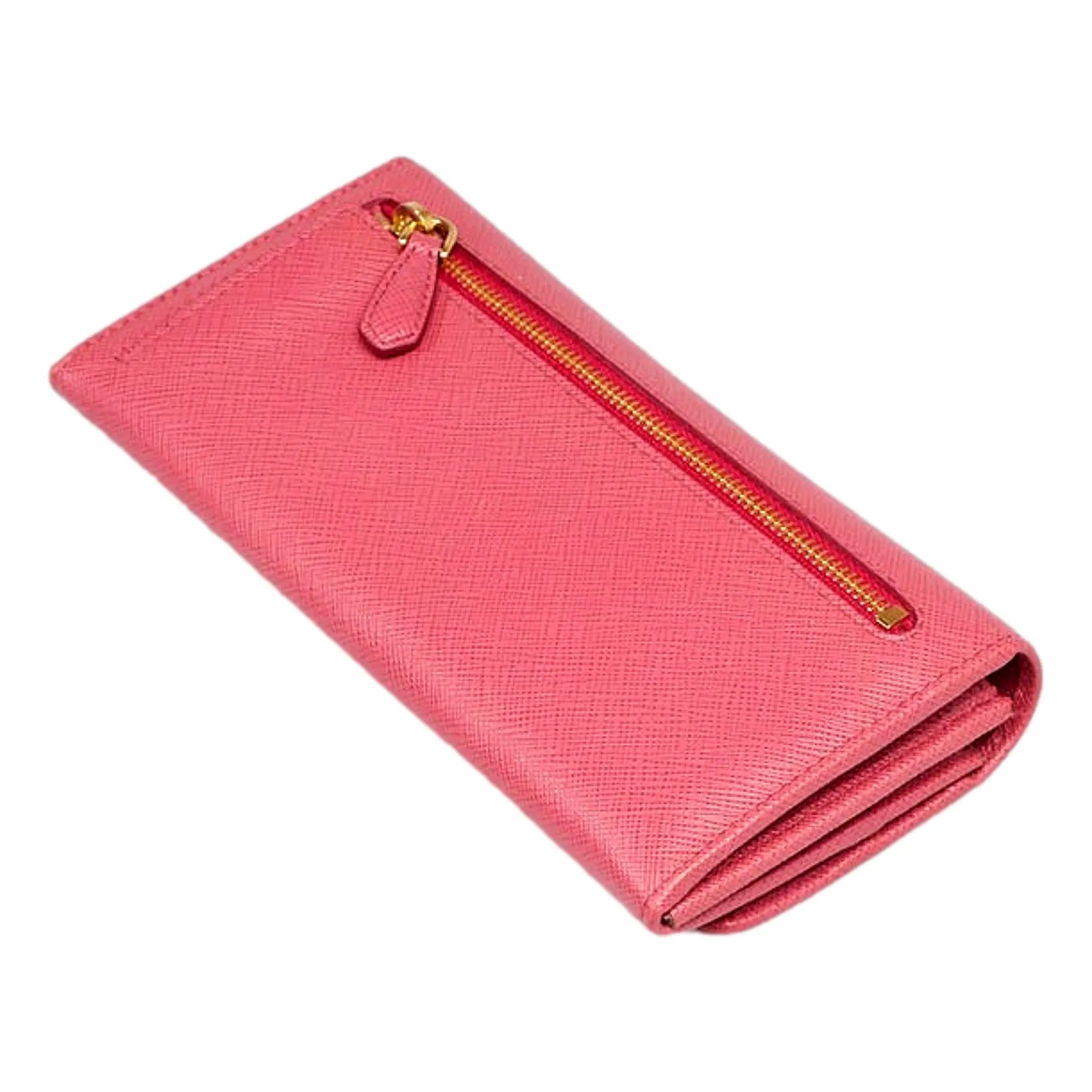 Prada Continental Flap Wallet With Detachable Chain Card Case Peonia Begonia Pink