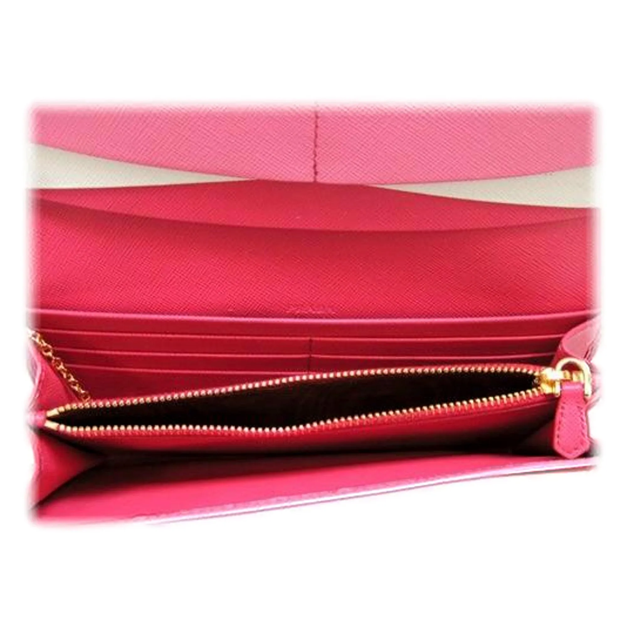 Prada Continental Flap Wallet With Detachable Chain Card Case Peonia Begonia Pink