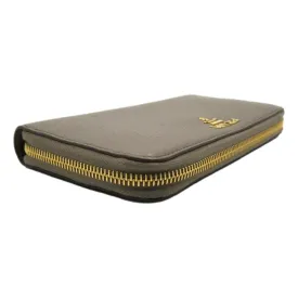 Prada Continental Zip-Around Wallet Saffiano Leather Argilla Grey