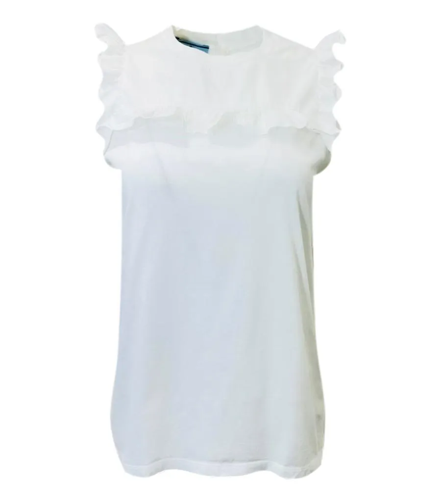 Prada Cotton Ruffle Top. Size M