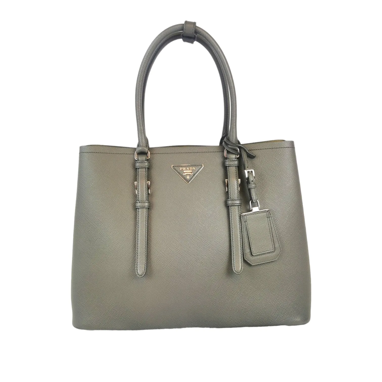 Prada Double Tote Bag Gray Saffiano