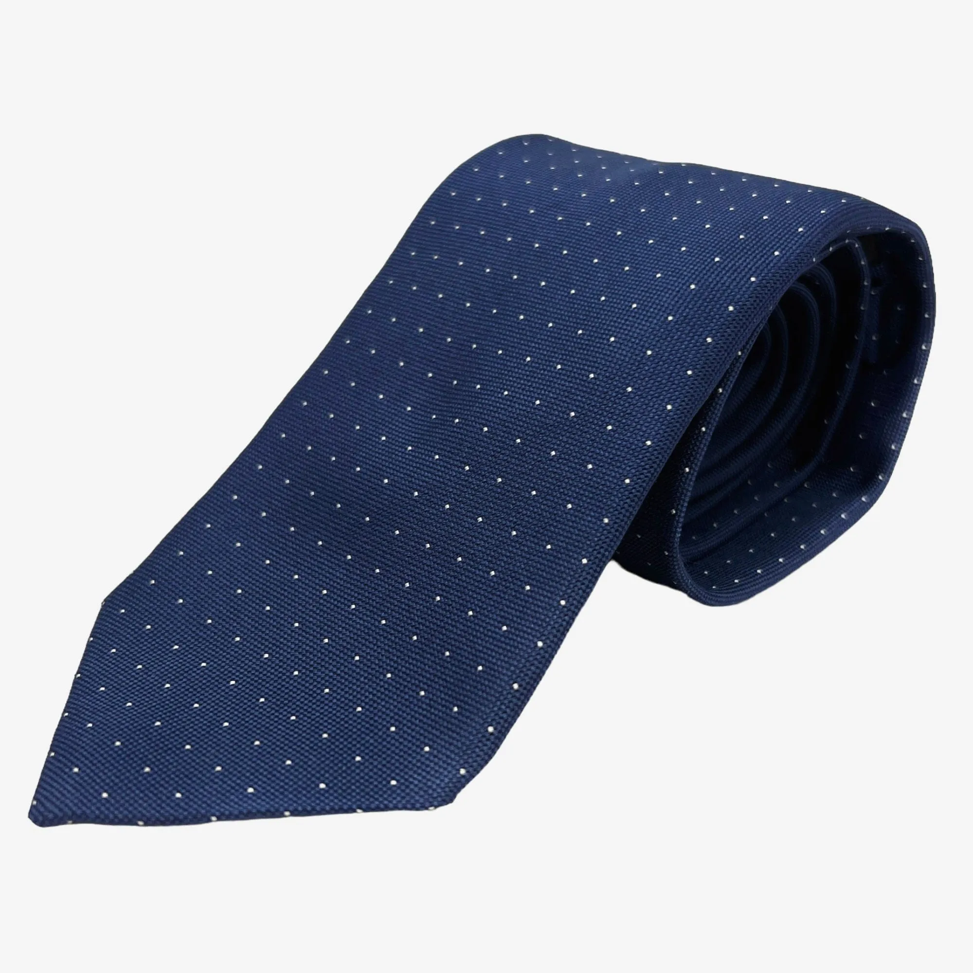 PRADA Pin-Dot Silk Tie - Blue, New w/Out Tags