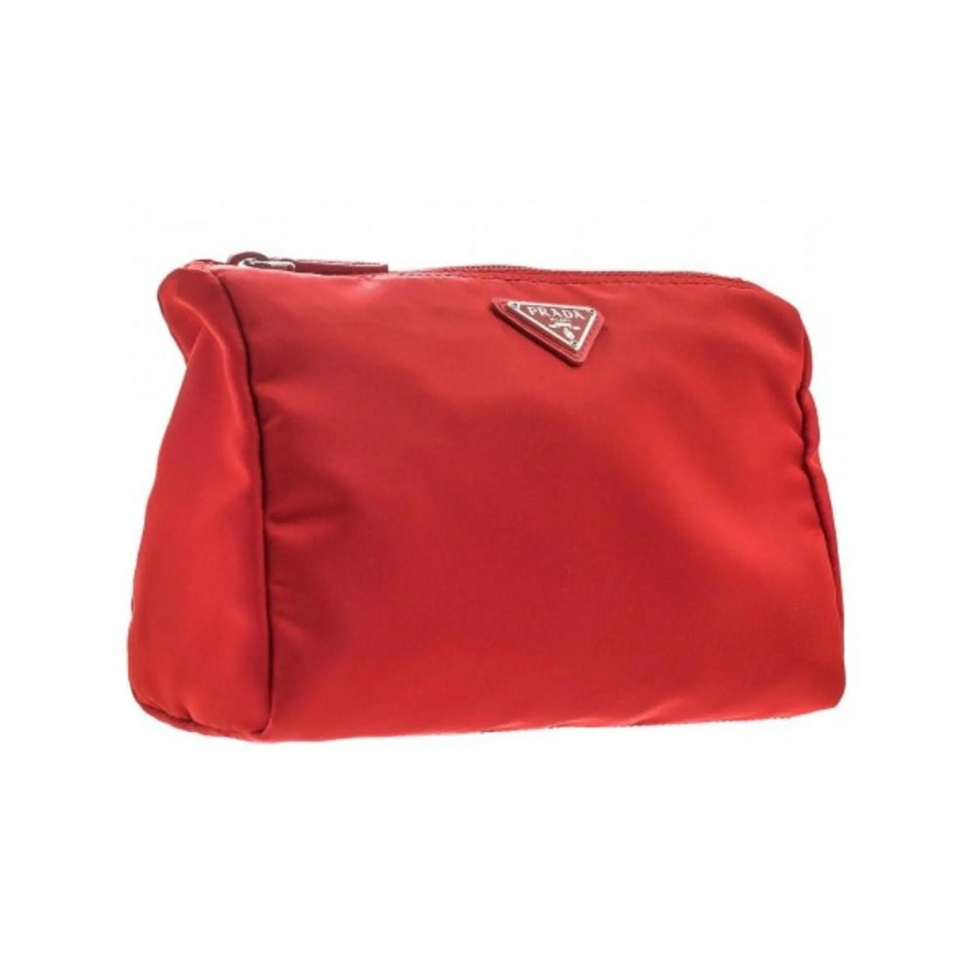 Prada Re-Nylon Triangle Rosso Red Small Cosmetic Pouch Clutch Bag