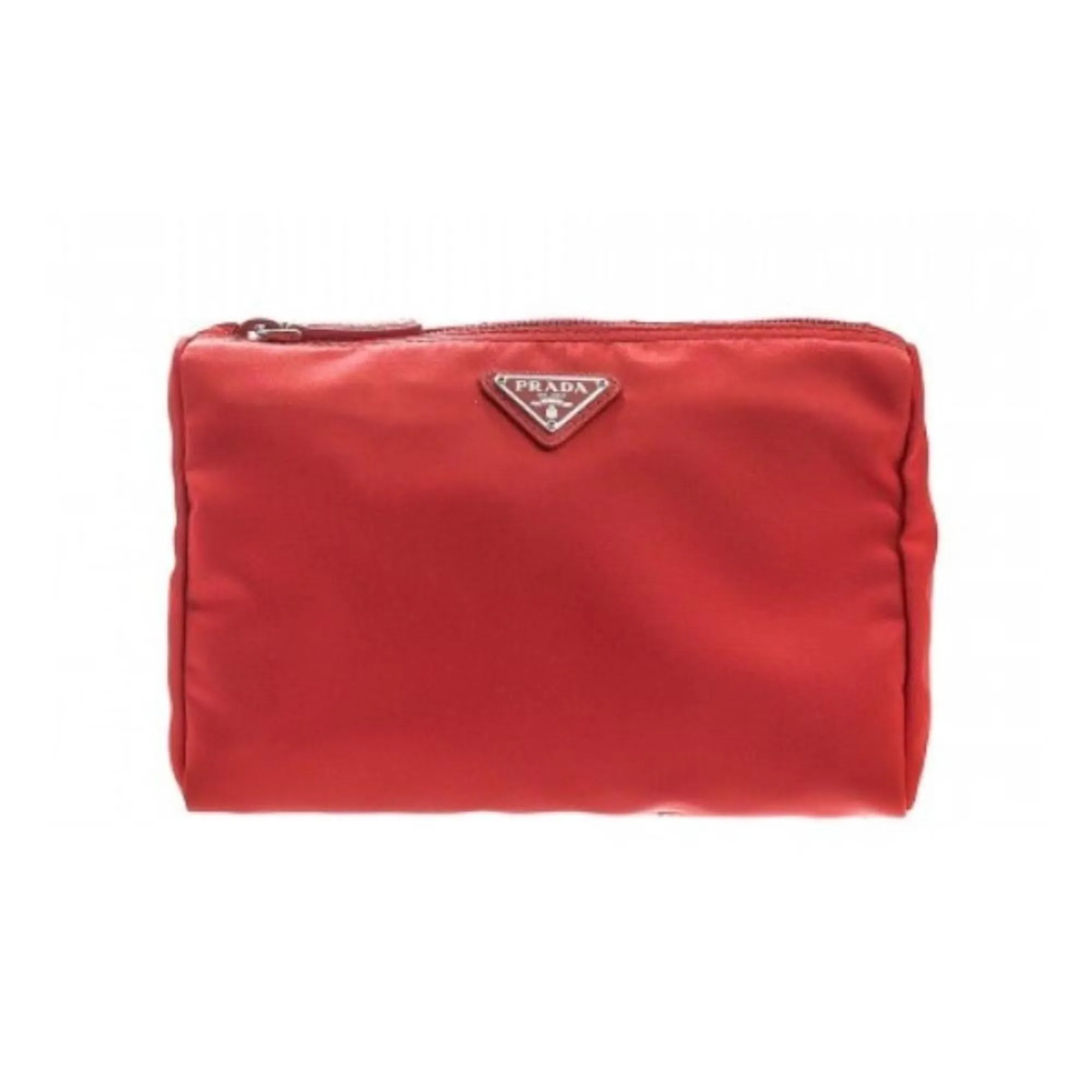 Prada Re-Nylon Triangle Rosso Red Small Cosmetic Pouch Clutch Bag