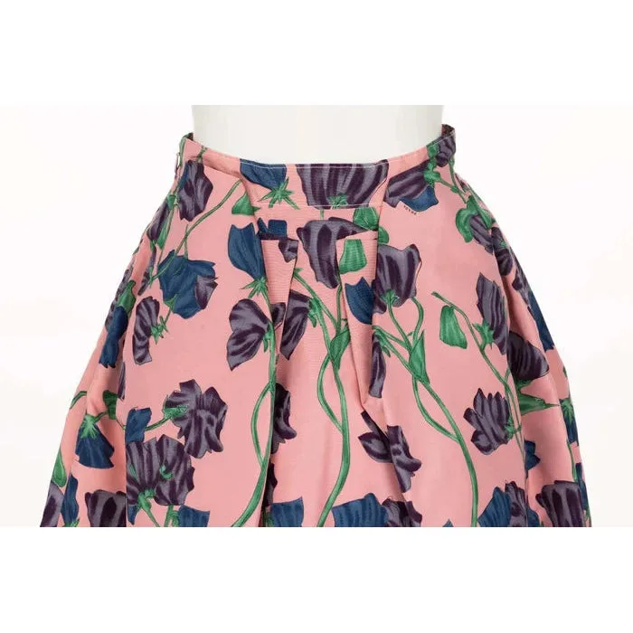 PRADA Resort 2008 Pink Floral Silk Full Skirt