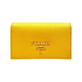 Prada Saffiano Yellow Leather Card Case Wallet