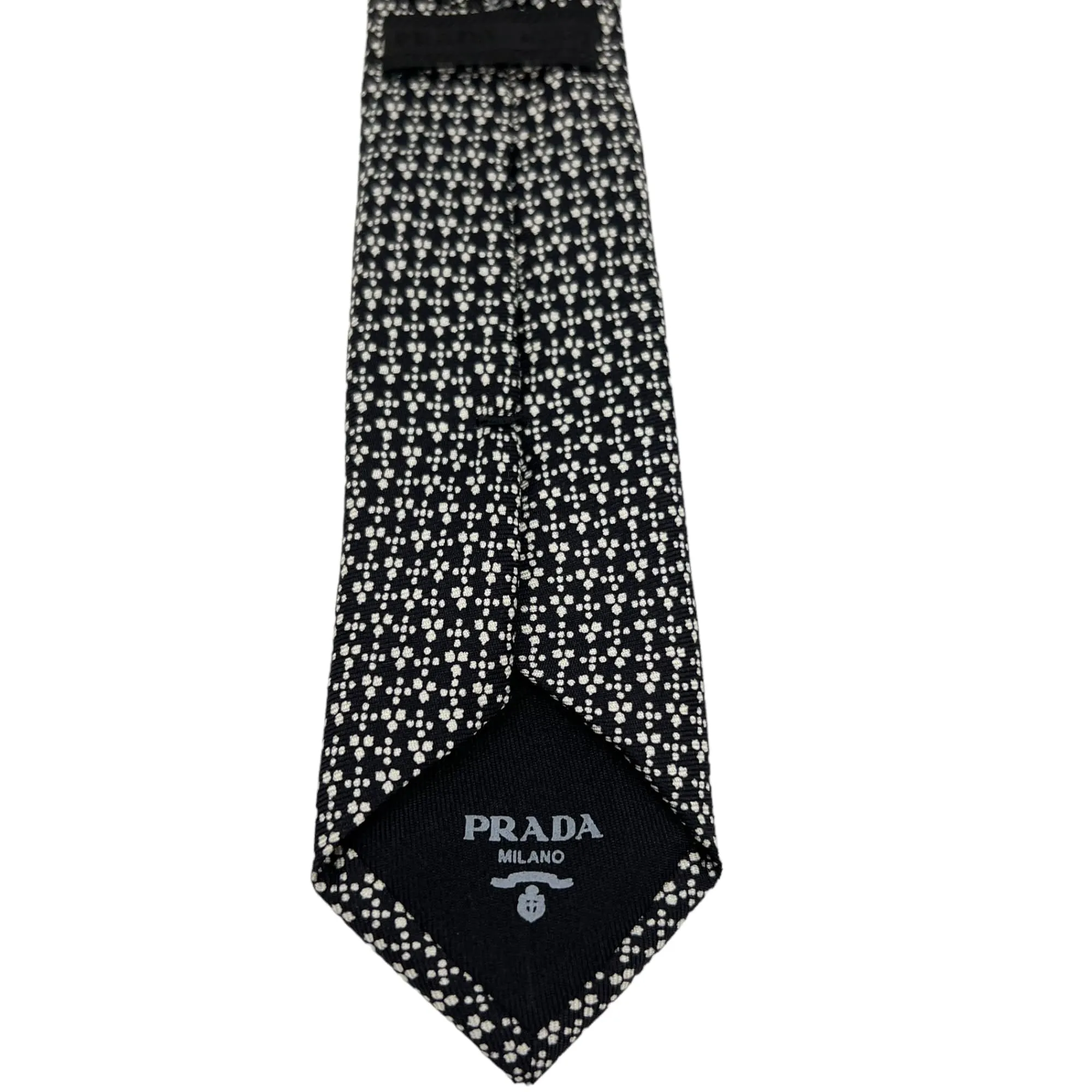 PRADA Silk Print Tie - Black & White