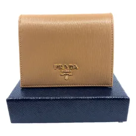 Prada Vitello Move Cipria Beige Leather Bifold Snap Wallet