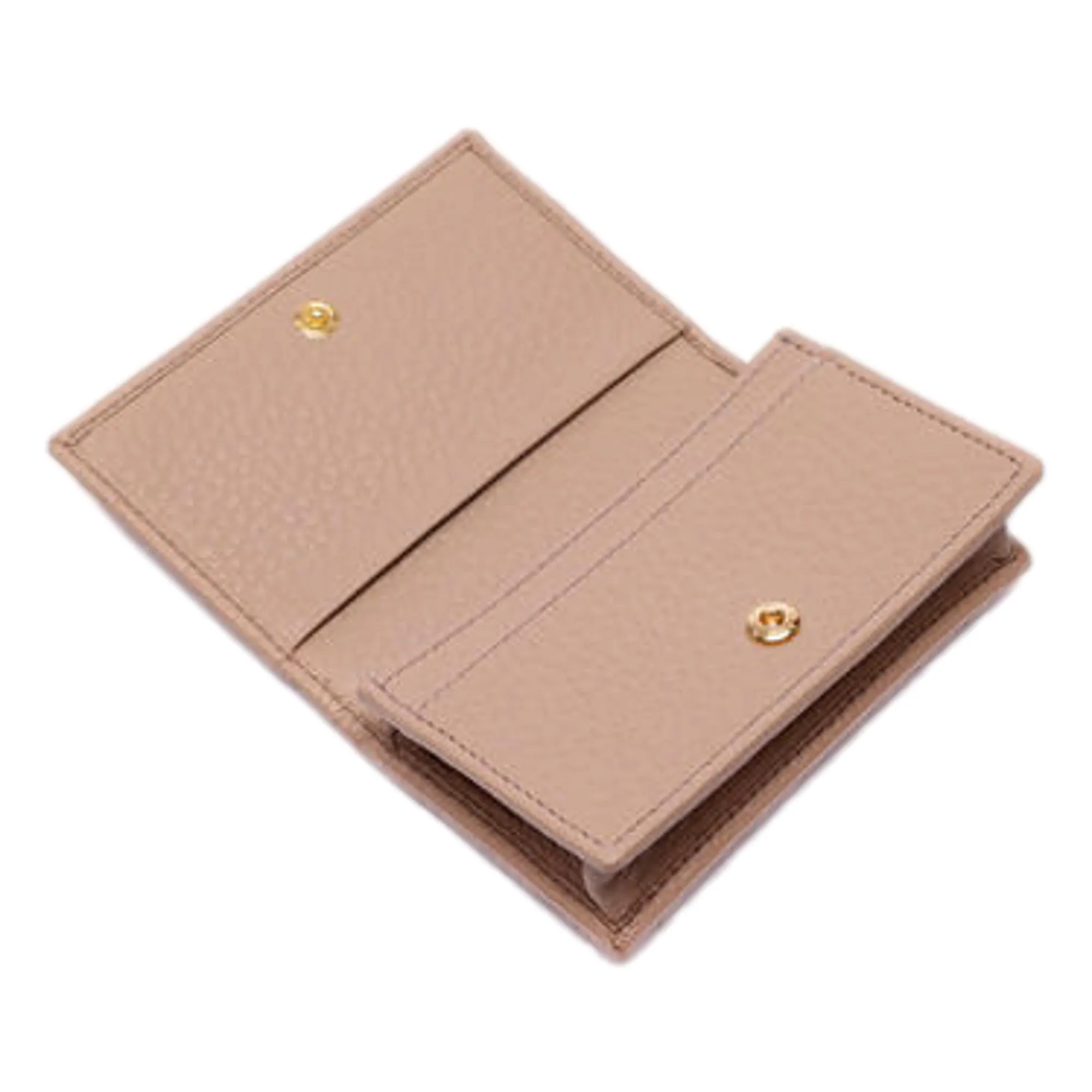 Prada Women's Vitello Grain Cammeo Beige Leather Card Case Wallet