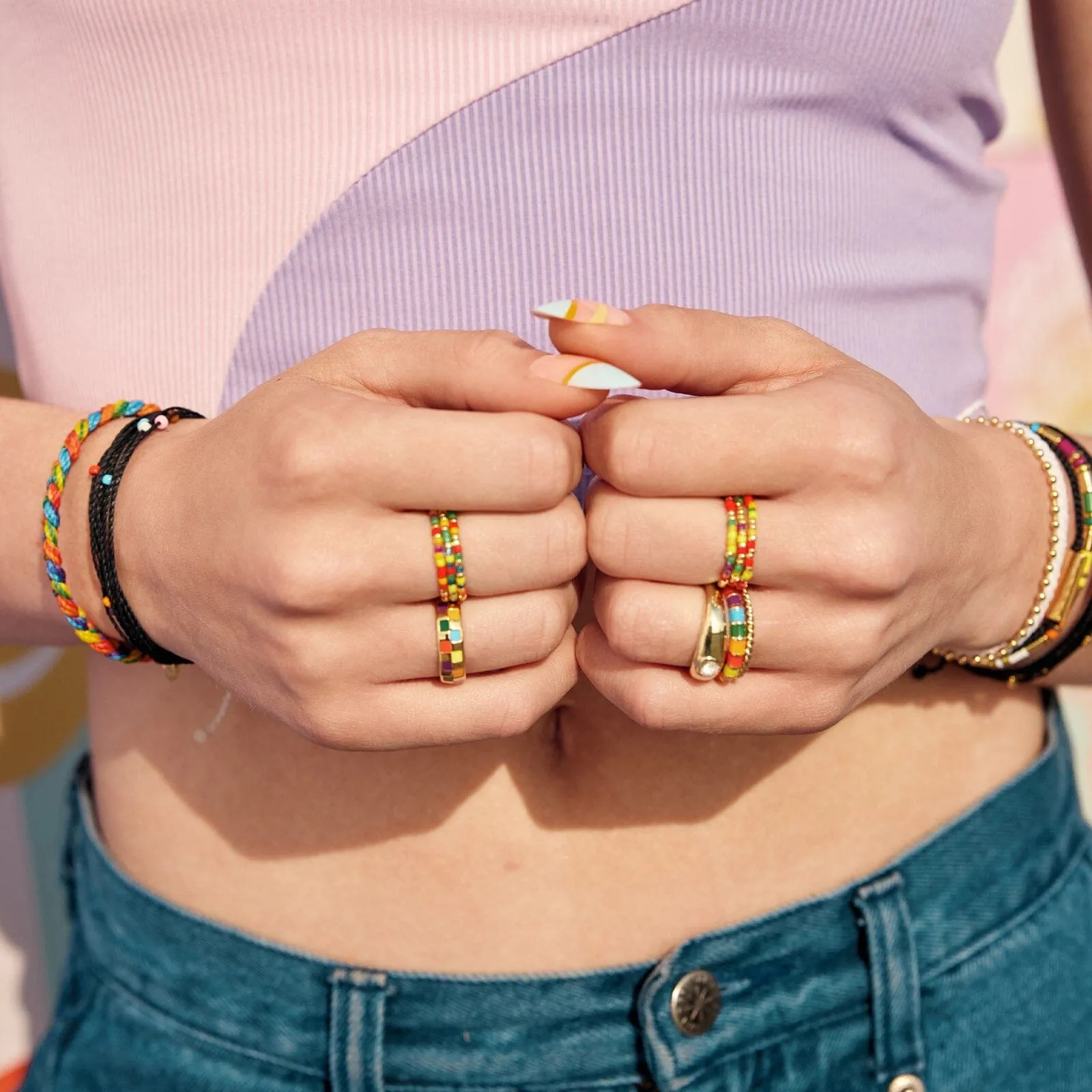 Rainbow Checkerboard Ring