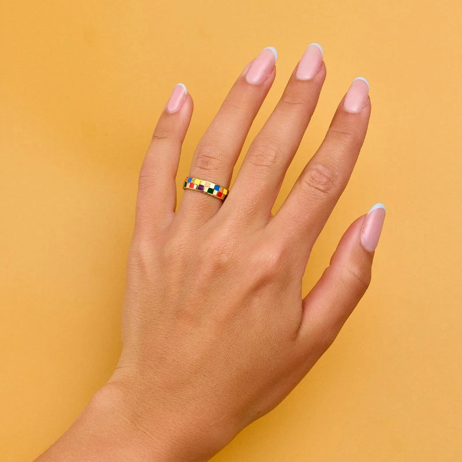 Rainbow Checkerboard Ring