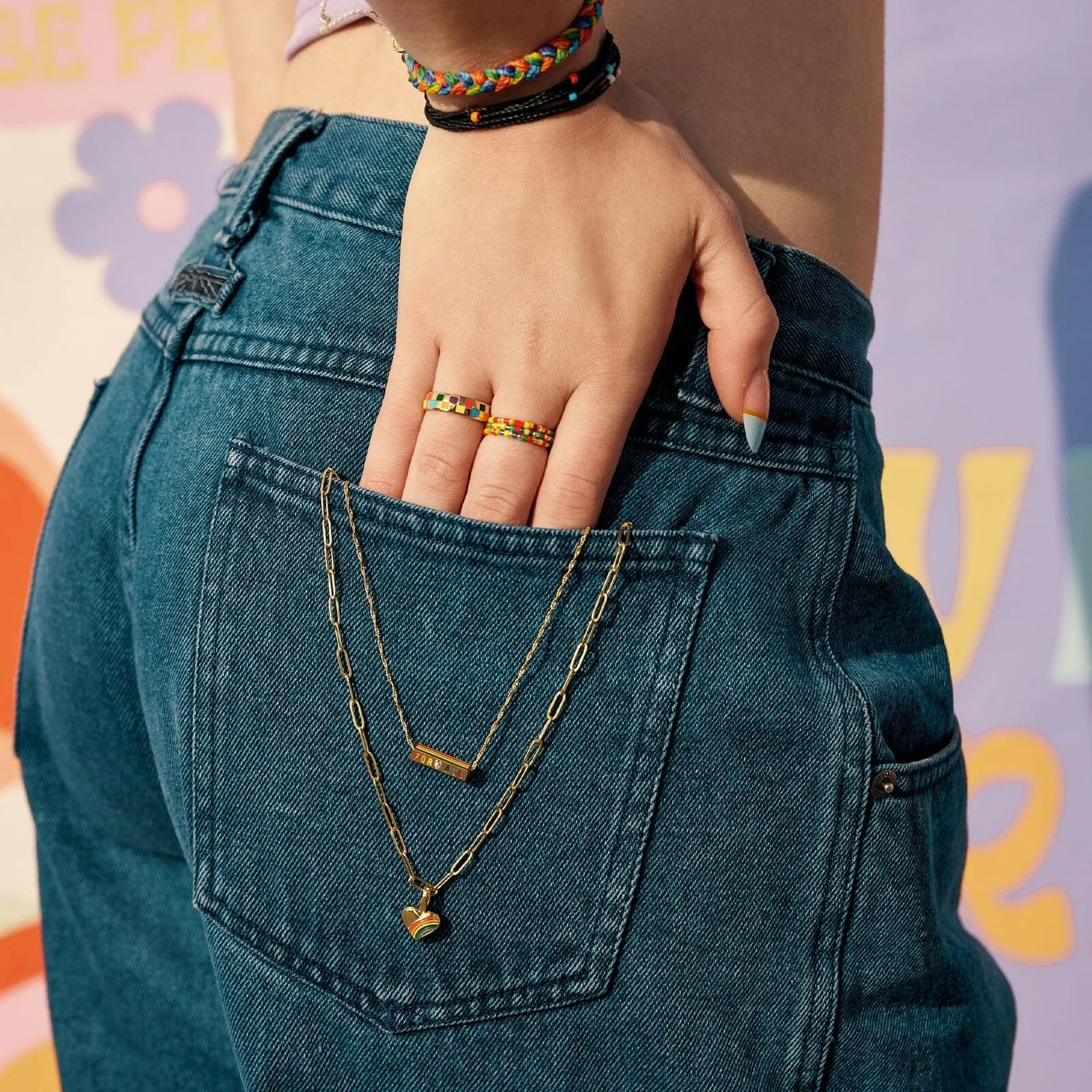 Rainbow Checkerboard Ring