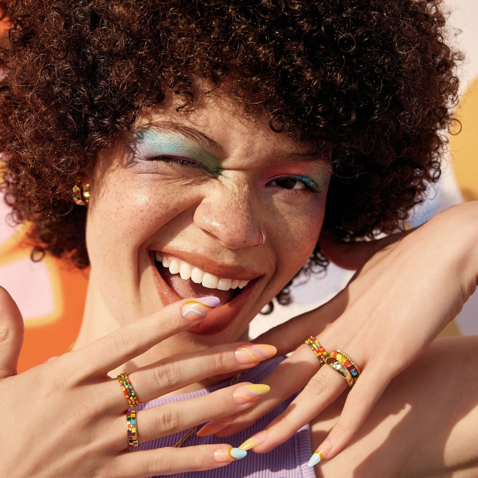 Rainbow Checkerboard Ring