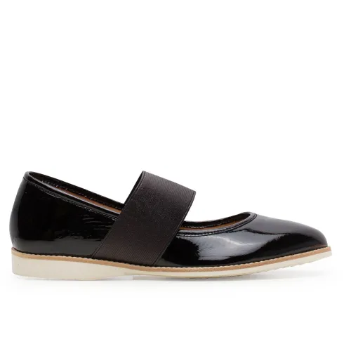 Rollie Mary Jane - Black Patent Crinkle-Black