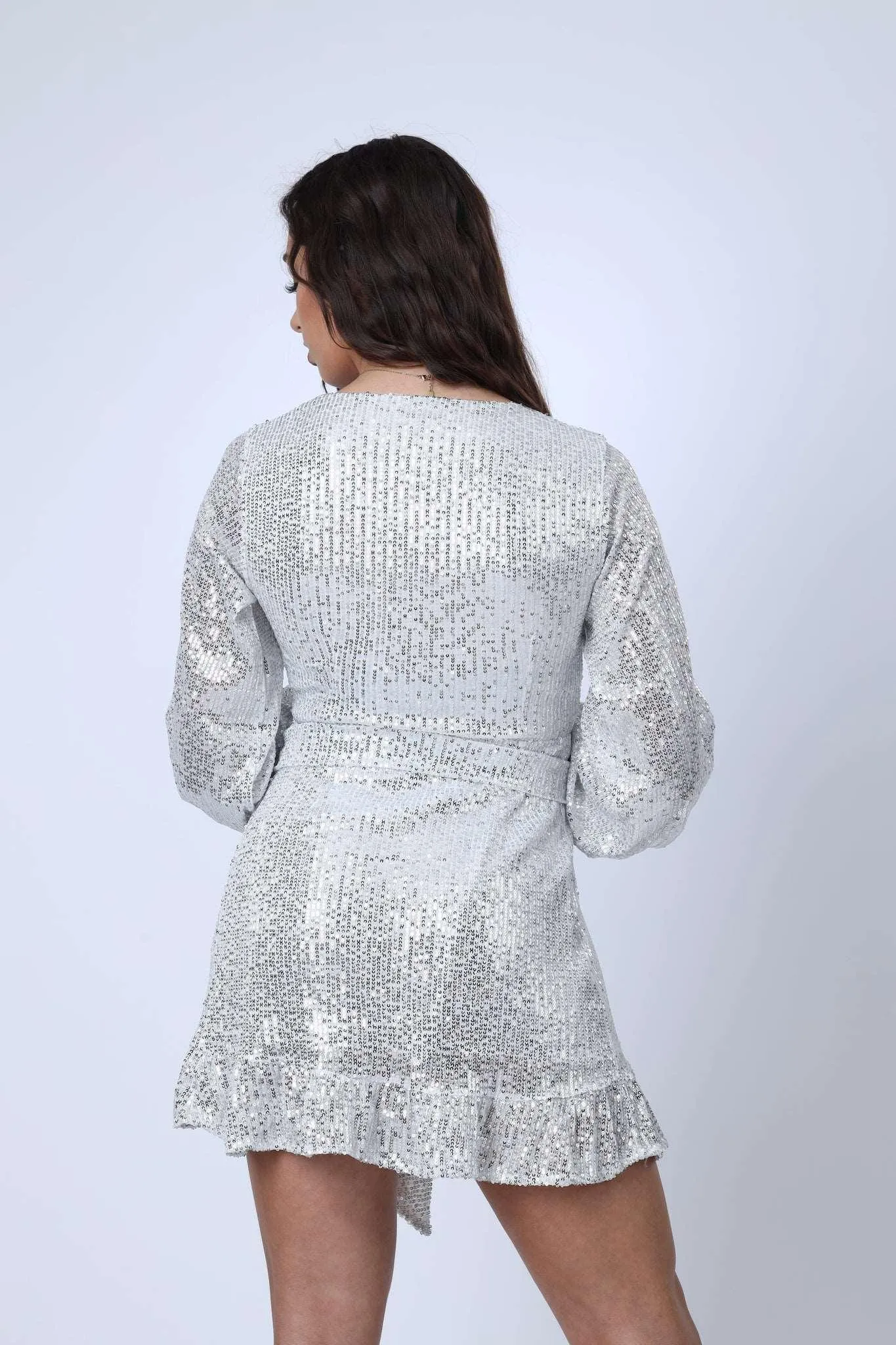 Sequin Party Dress in Silver