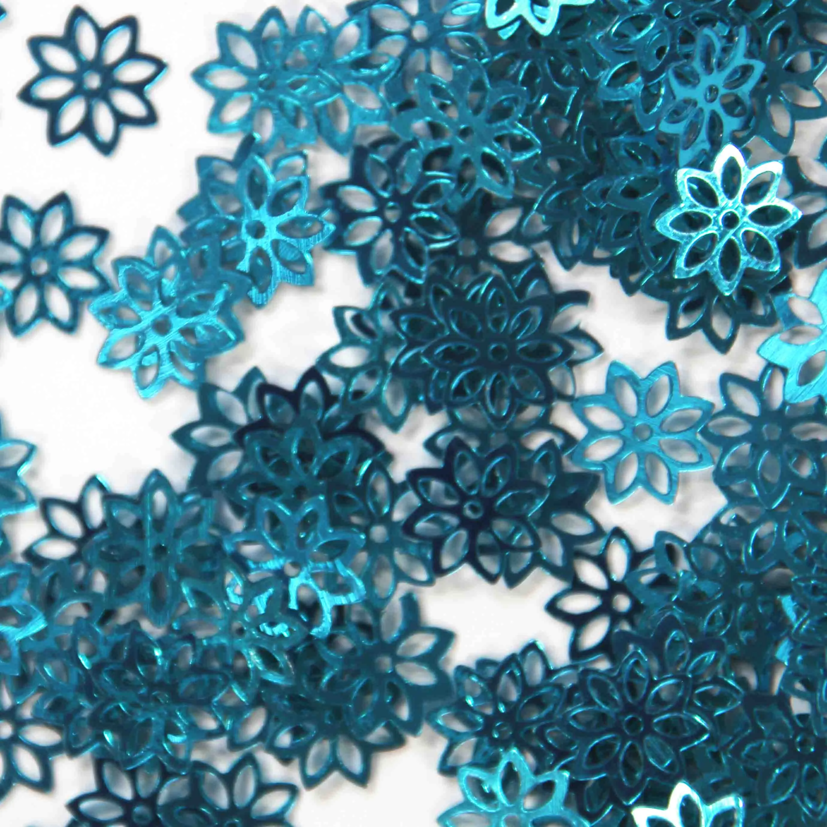 Sequins - Flower - 9mm - Flat - Bright Blue (S94)