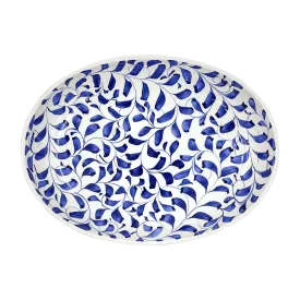 Small Navy Blue Scroll Oval Platter