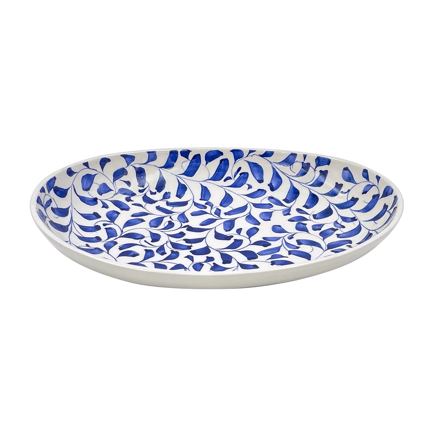 Small Navy Blue Scroll Oval Platter